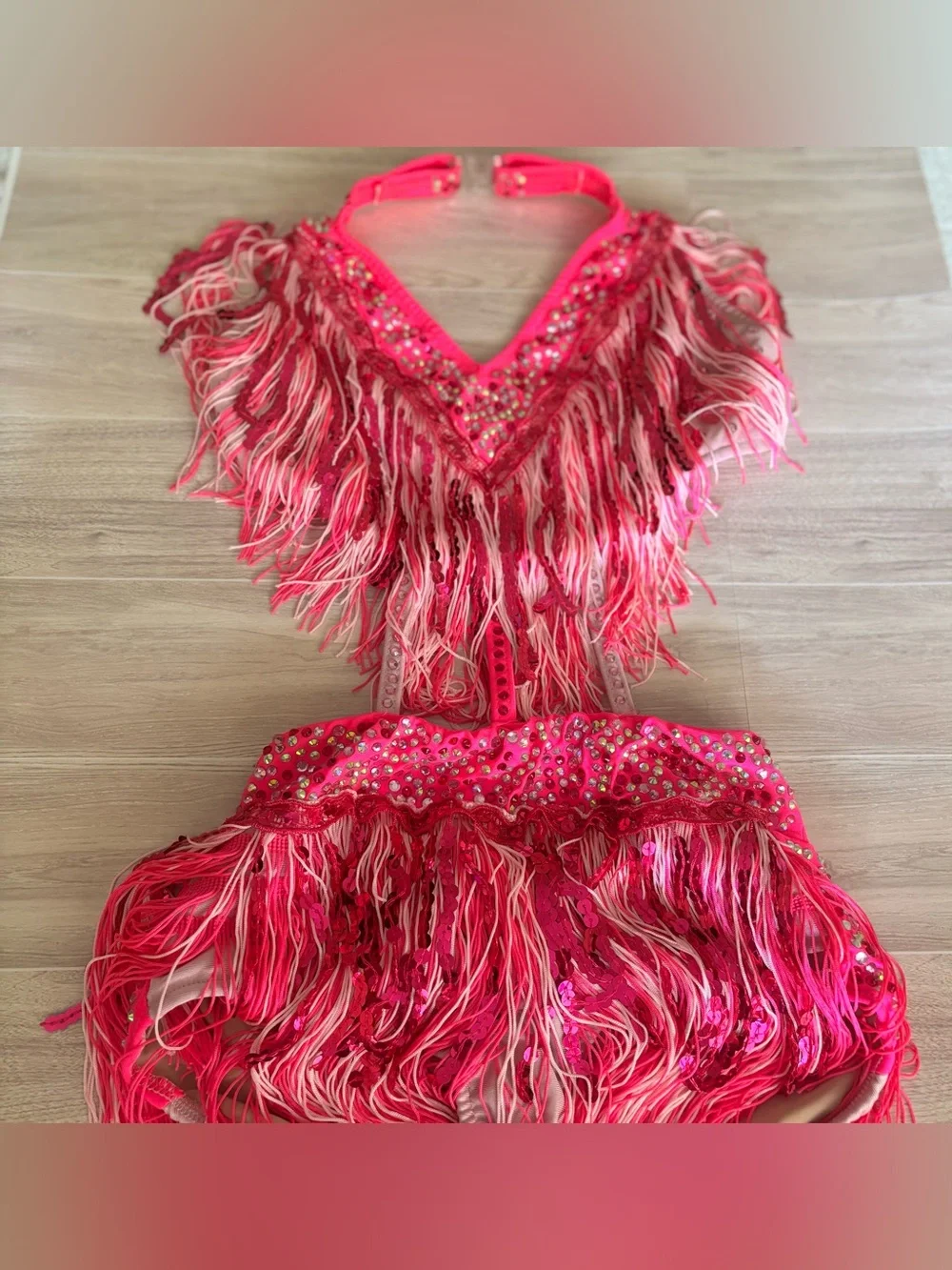 Glamour Pink Fringe Costume CXL